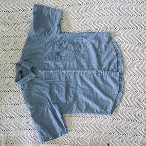 Vintage Blue short sleeve button-up top
